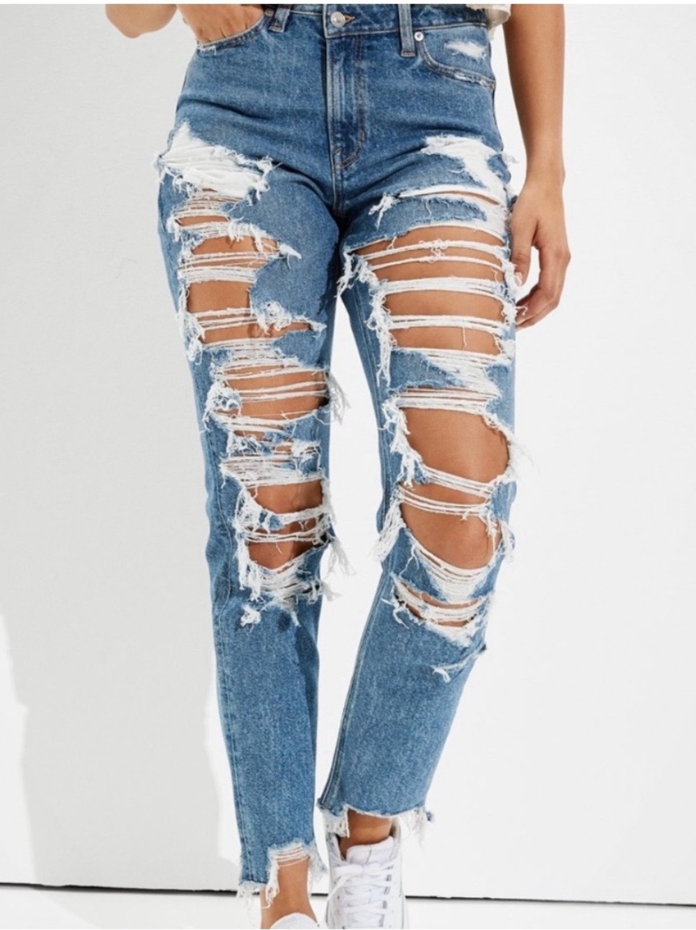 American Eagle Outfitters Distressed Skinny Jeans - Blue